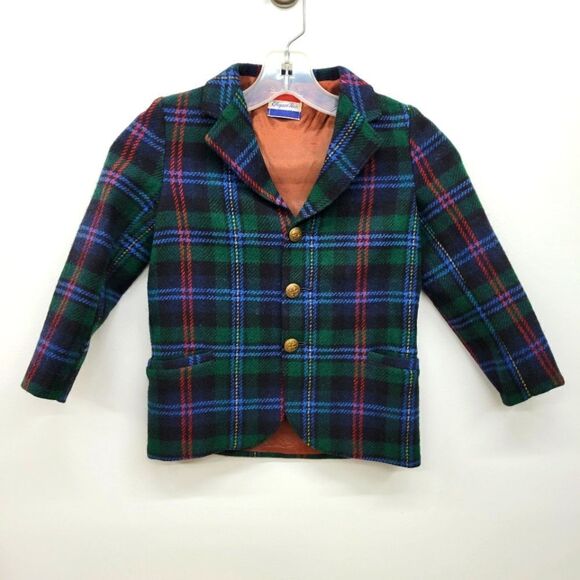 Vintage Sakowitz Elegant Heir Wool Plaid Lined Children's Suit Jacket Blazer - Picture 2 of 15